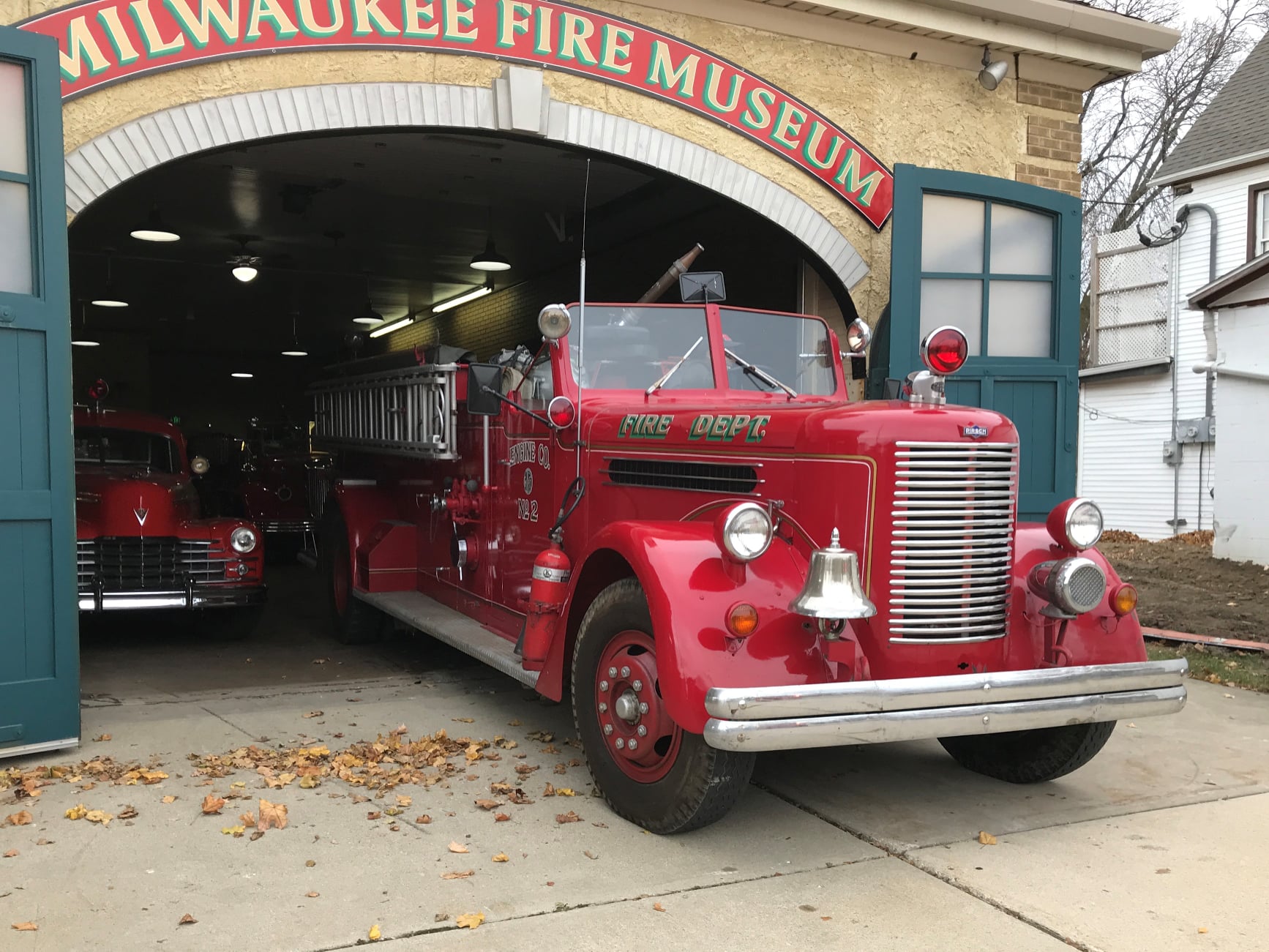 Milwaukee Fire Museum engine in garage Wisconsin